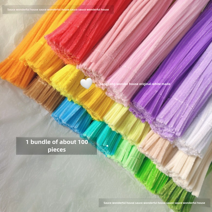 Twist Stick Macaron Color Chenille Stems Dense Colorful Chenille Patches Imitation Velvet Flowers Children's Bouquet DIY Craft Materials · Short Hot Melt Glue Sticks 3 Pieces