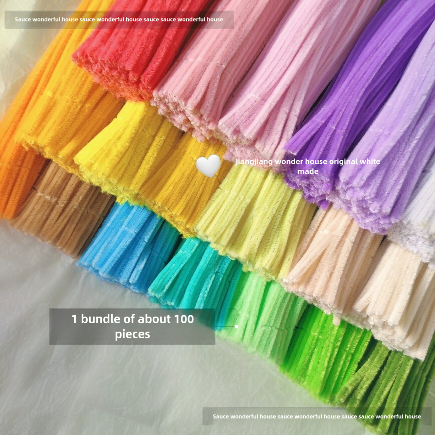 Twist Stick Macaron Color Chenille Stems Dense Colorful Chenille Patches Imitation Velvet Flowers Children's Bouquet DIY Craft Materials · Short Hot Melt Glue Sticks 3 Pieces