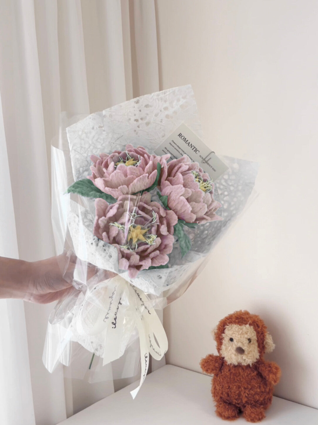 Twist Stick DIY Kit/Peony Bouquet/Meeting Small Bouquet/Handmade Gift · Pink