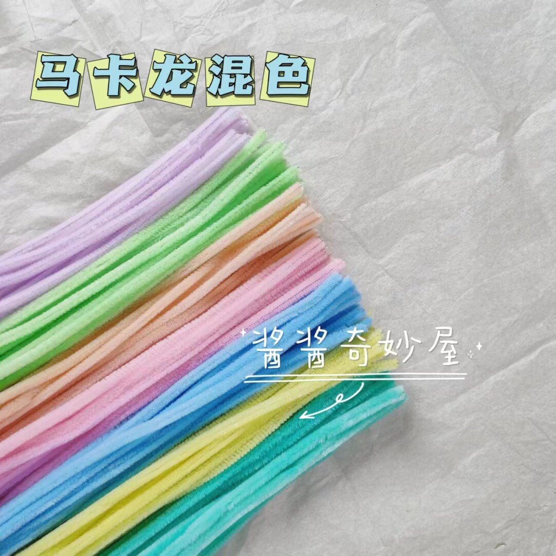 Twist Stick Macaron Color Chenille Stems Dense Colorful Chenille Patches Imitation Velvet Flowers Children's Bouquet DIY Craft Materials · Short Hot Melt Glue Sticks 3 Pieces