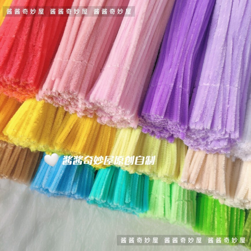 Twist Stick Macaron Color Chenille Stems Dense Colorful Chenille Patches Imitation Velvet Flowers Children's Bouquet DIY Craft Materials · Short Hot Melt Glue Sticks 3 Pieces
