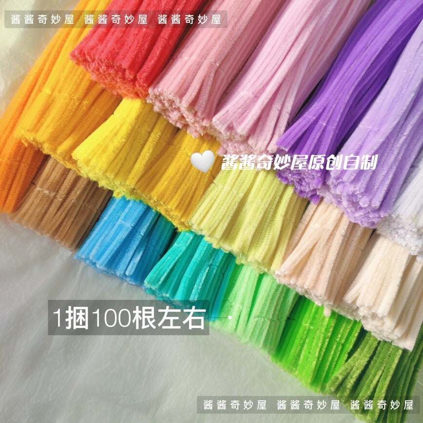 Twist Stick Macaron Color Chenille Stems Dense Colorful Chenille Patches Imitation Velvet Flowers Children's Bouquet DIY Craft Materials · Short Hot Melt Glue Sticks 3 Pieces
