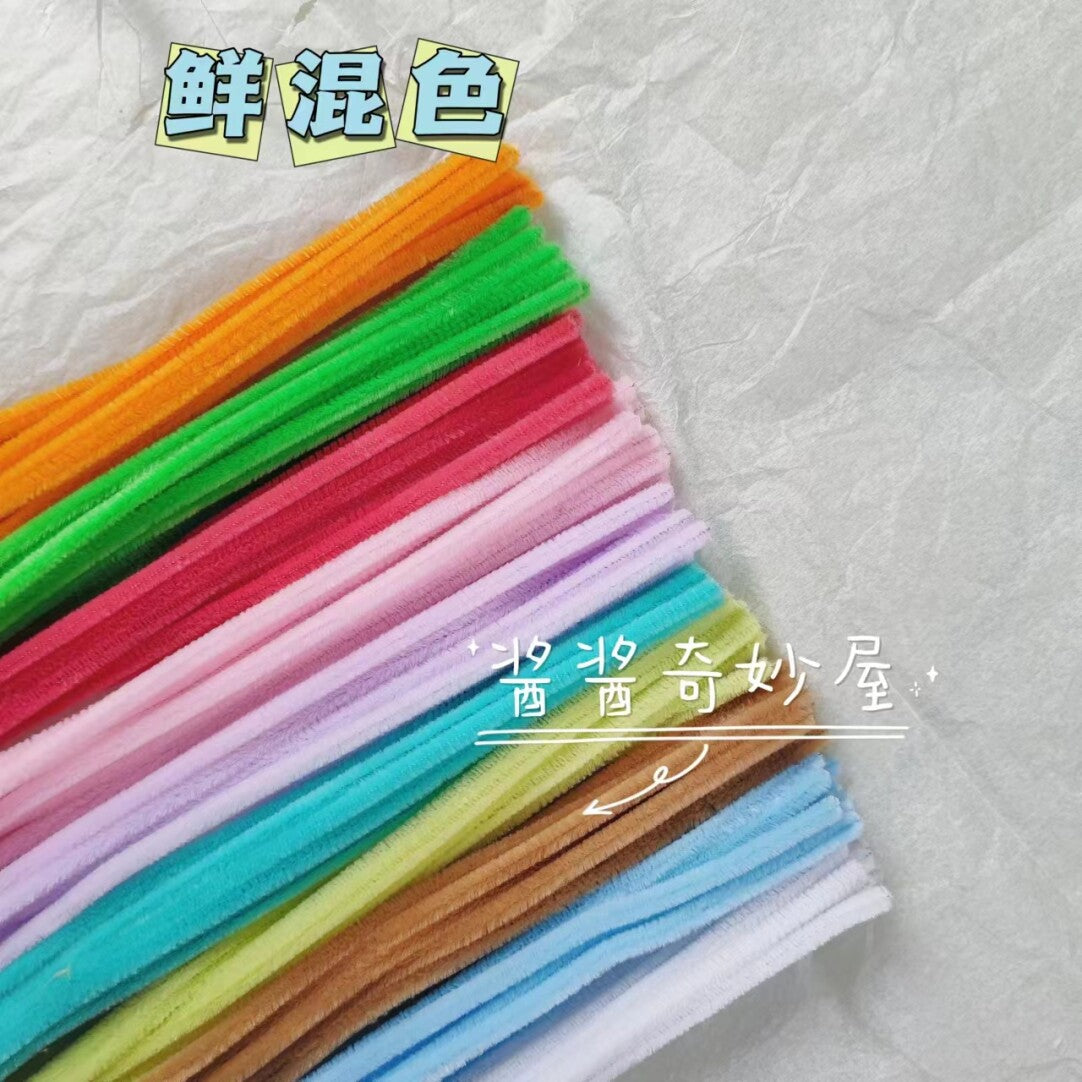 Twist Stick Macaron Color Chenille Stems Dense Colorful Chenille Patches Imitation Velvet Flowers Children's Bouquet DIY Craft Materials · Short Hot Melt Glue Sticks 3 Pieces