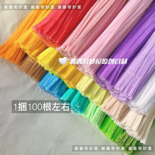 Twist Stick Macaron Color Chenille Stems Dense Colorful Chenille Patches Imitation Velvet Flowers Children's Bouquet DIY Craft Materials · Short Hot Melt Glue Sticks 3 Pieces