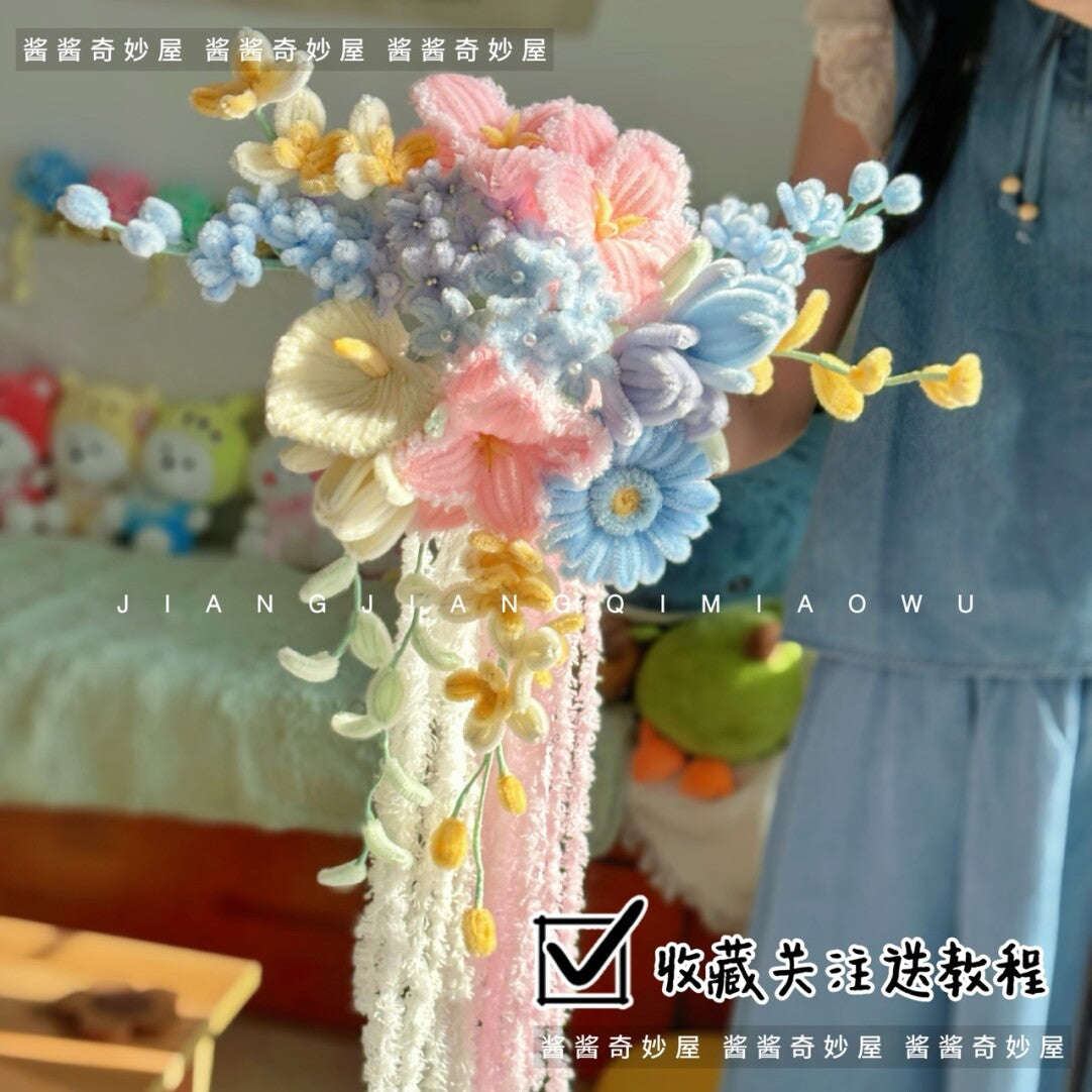Flower Bridal Bouquet Twisted Stick Material Package Bouquet DIY Graduation Season Photo Bridal Artifact Racket Valley Gift Birthday · Flower Hand Holding Material Package-Tassel Style